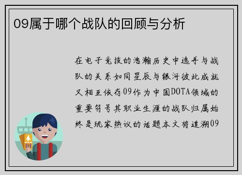 09属于哪个战队的回顾与分析